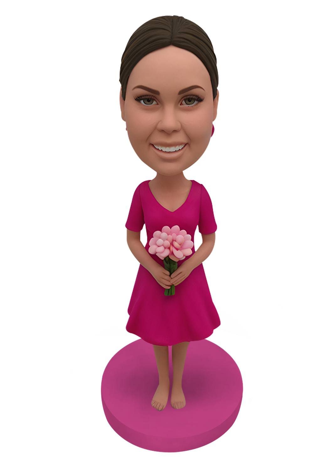 Pink Dress Bridesmaid Custom Bobblehead-2