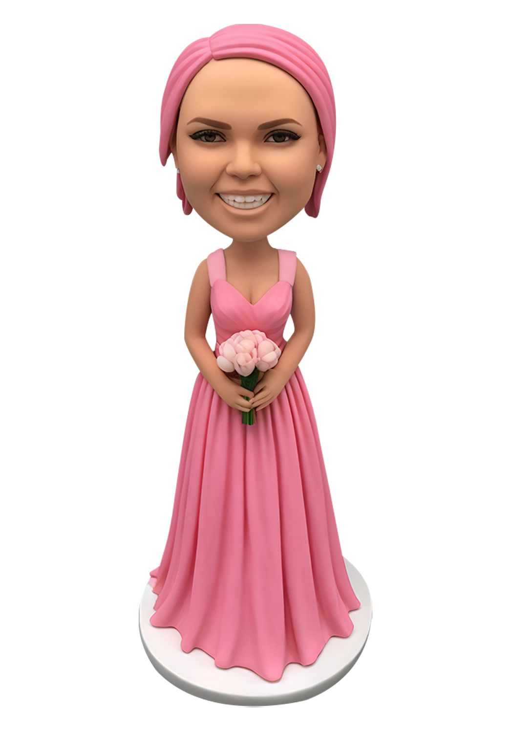 Pink Dress Bridesmaid Custom Bobblehead-3