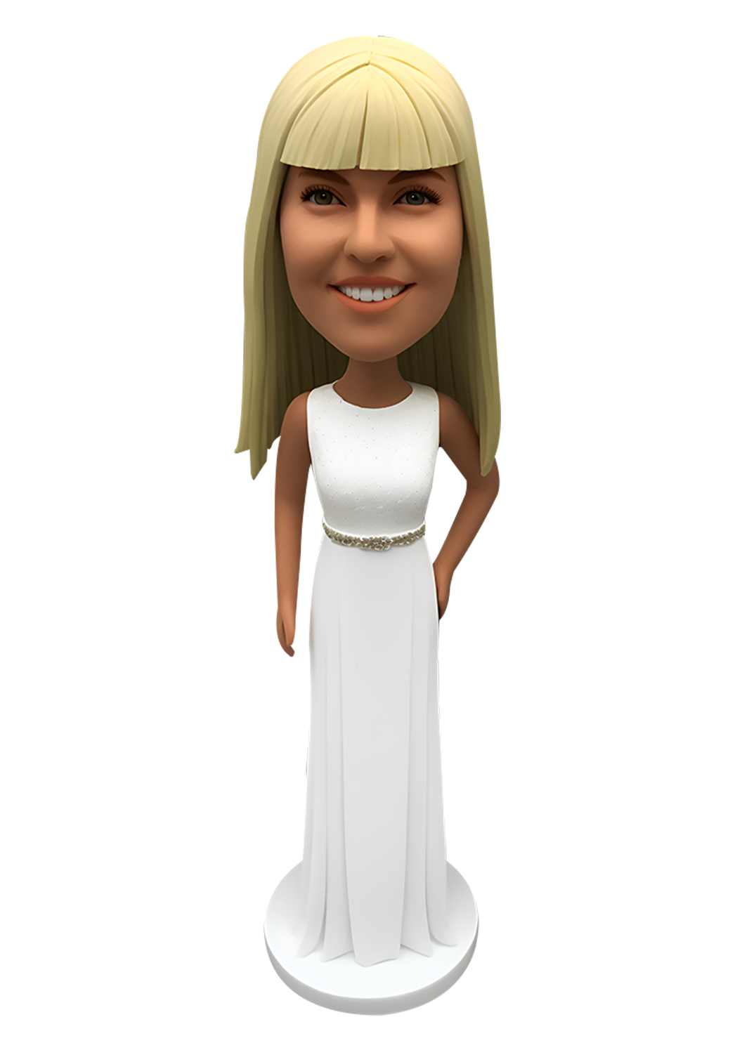 White Evening Dress Custom Bobblehead-3