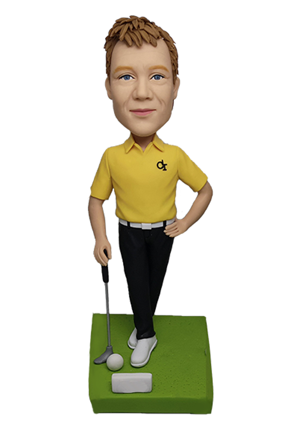 Yellow Polo Golfer Custom Bobblehead