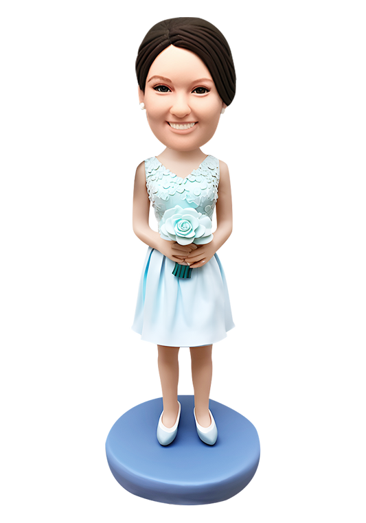 Baby Blue Bridesmaid Custom Bobblehead-2