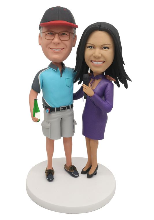 Beer man and Singer Couple Bobblehead