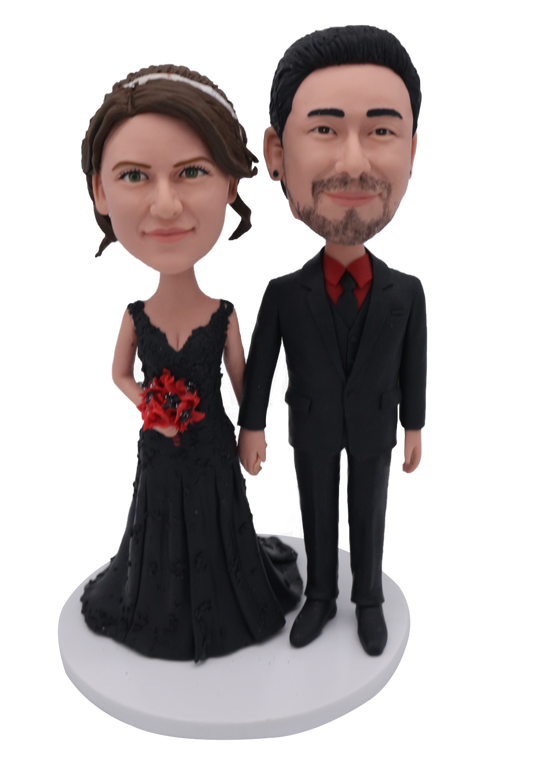 Black Dress Wedding Custom Bobbleheads