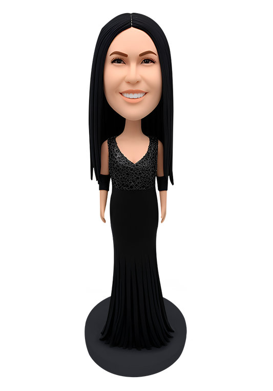 Black Evening Dress Custom Bobblehead-6