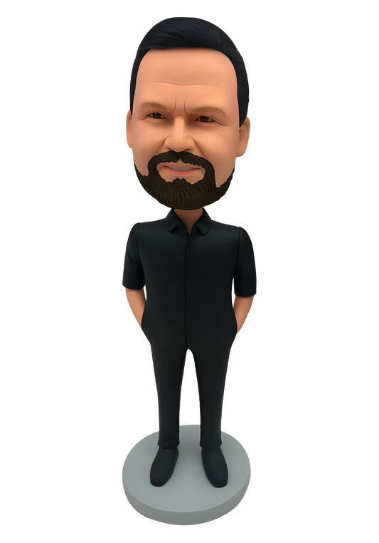 Black Shirt Man Custom Bobble Head