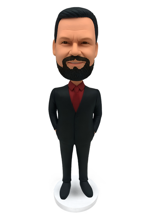 Black Suit Red Shirt Business Man