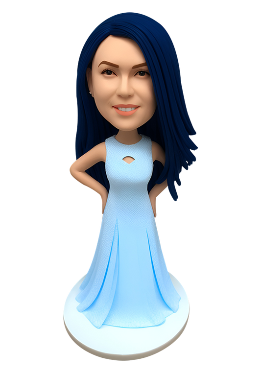 Blue Evening Dress Custom Bobblehead-10
