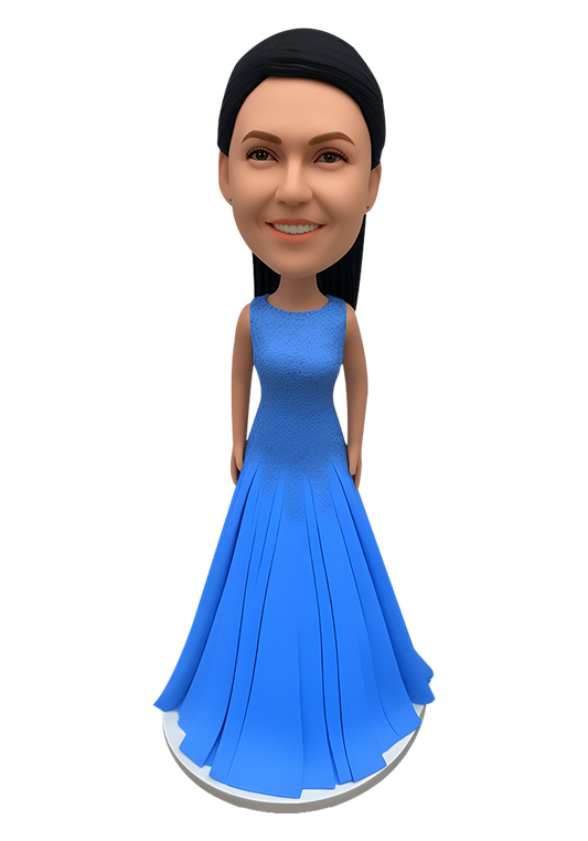 Blue Evening Dress Custom Bobblehead-12