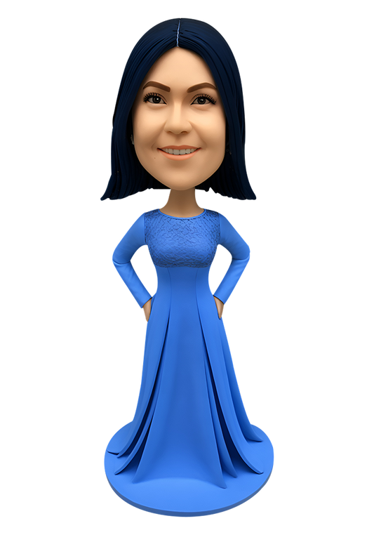 Blue Evening Dress Custom Bobblehead-13