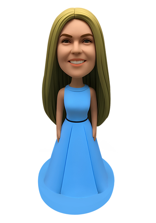 Blue Evening Dress Custom Bobblehead-6