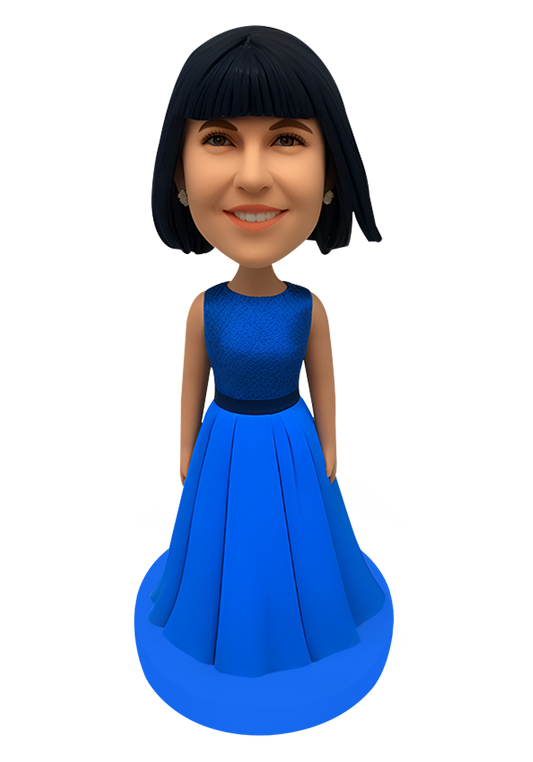 Blue Evening Dress Custom Bobblehead-9
