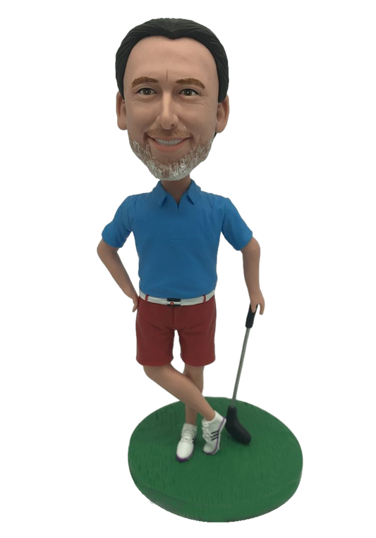 Blue Polo Golfer Custom Bobblehead-2