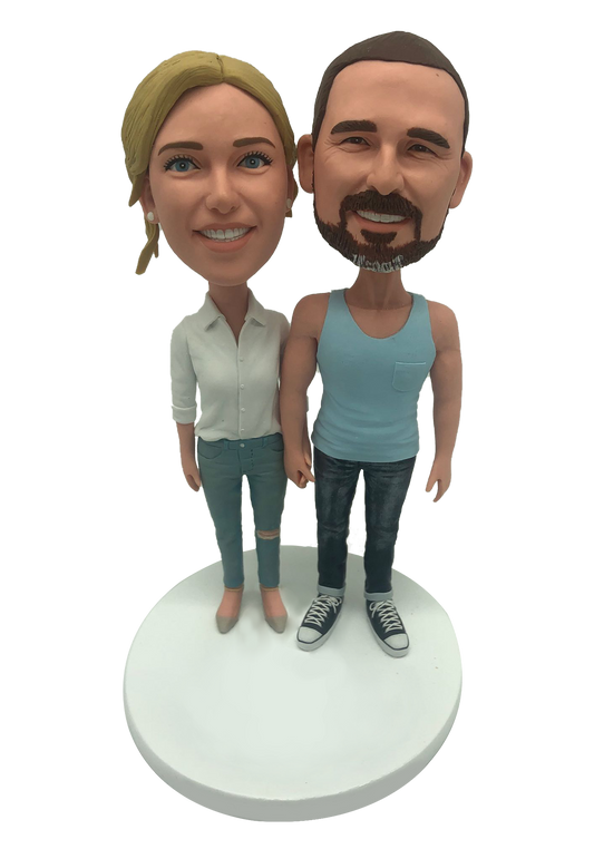 Casual Couple Custom Bobblehead