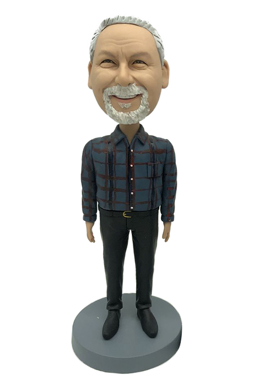 Checked Shirt Man Custom Bobble Head