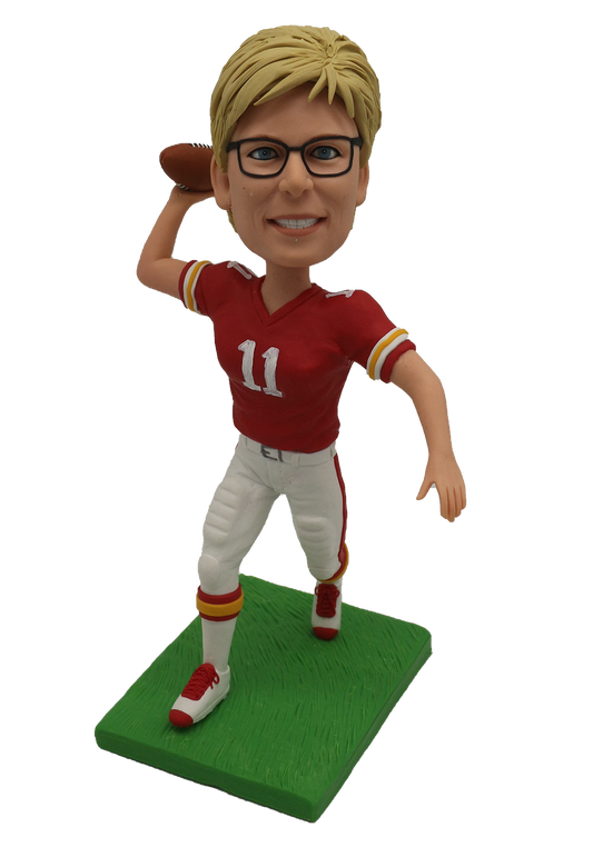Female Football Player Custom Bobblehead