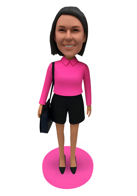 Female with Bag Custom Bobblehead-6