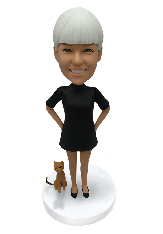 Girl and Cat Custom Bobblehead