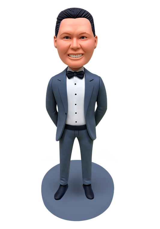 Gray Suit Groomsman Custom Bobblehead-1