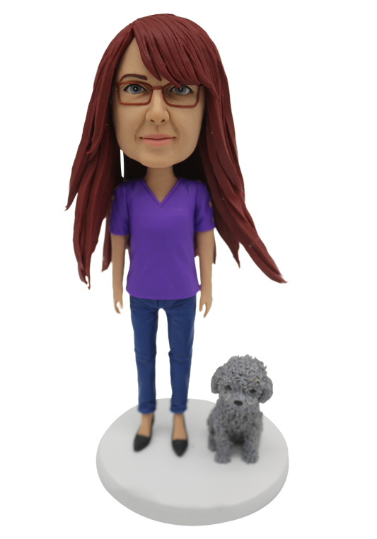 Lady and Dog Custom Bobblehead