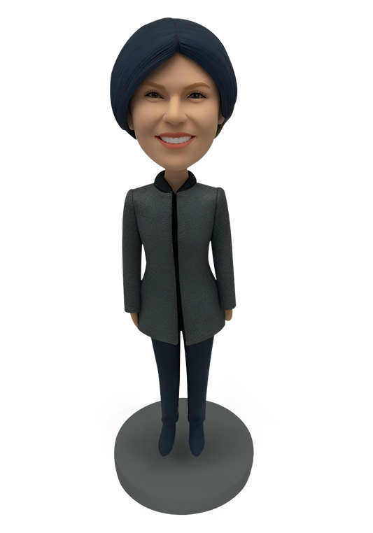 Lady in Coat Custom Bobblehead-6