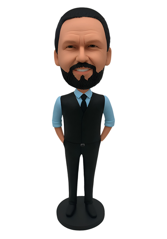 Male in Vest Custom Bobblehead-2
