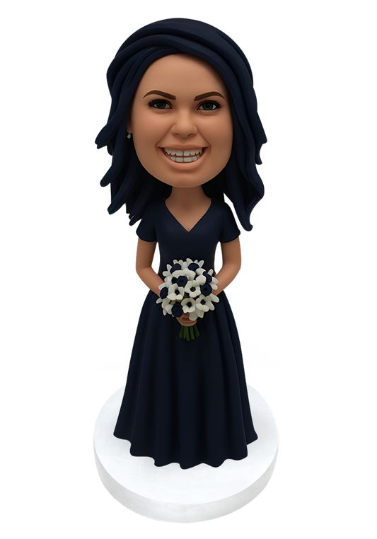Navy Blue Bridesmaid Custom Bobblehead-2