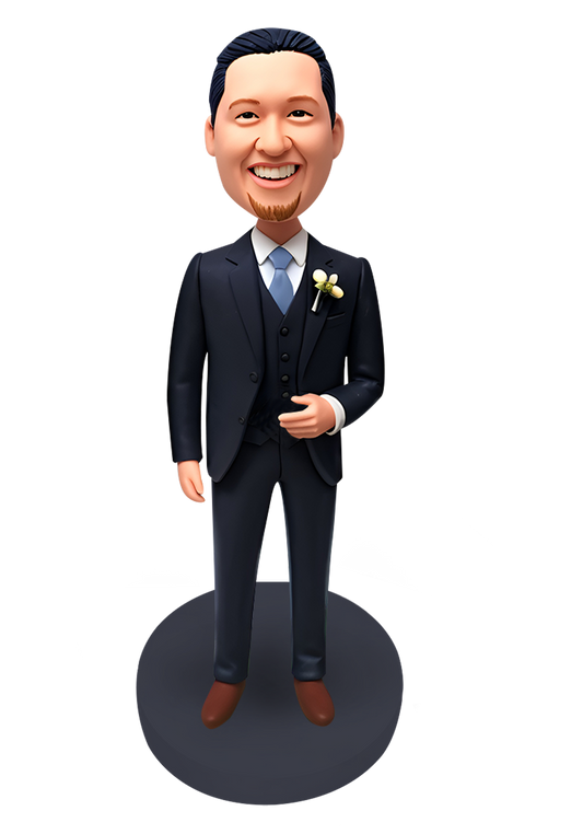 Navy Suit Groomsman Custom Bobblehead-1