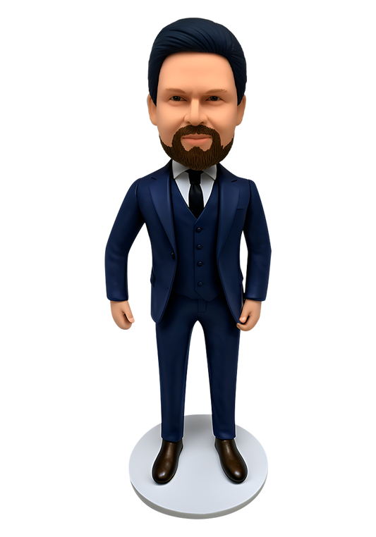 Navy Suit Groomsman Custom Bobblehead