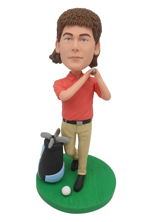 Orange Polo Golfer Custom Bobblehead