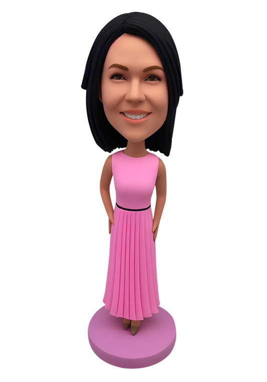 Pink Evening Dress Custom Bobblehead-1
