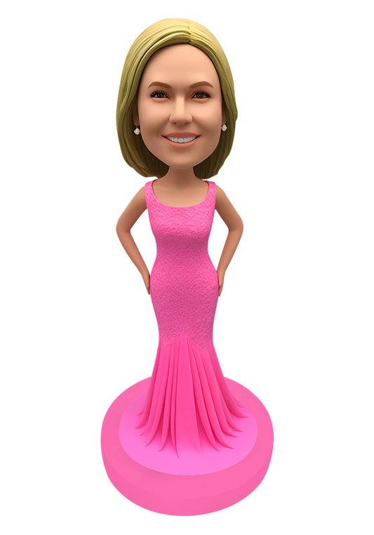 Pink Evening Dress Custom Bobblehead-10