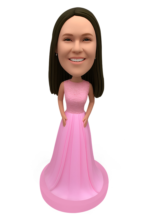 Pink Evening Dress Custom Bobblehead-7