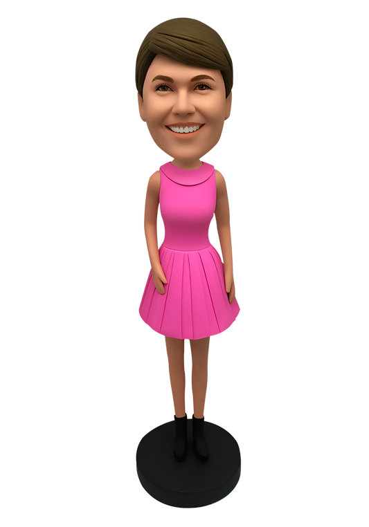 Pink Evening Dress Custom Bobblehead-8