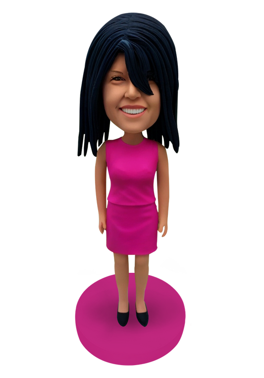 Pink Office Lady Custom Bobblehead-1