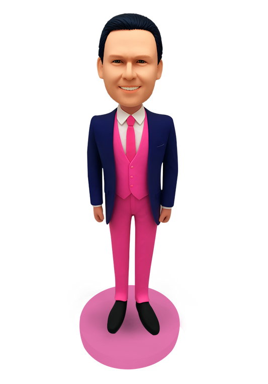 Pink and Navy Custom Bobblehead