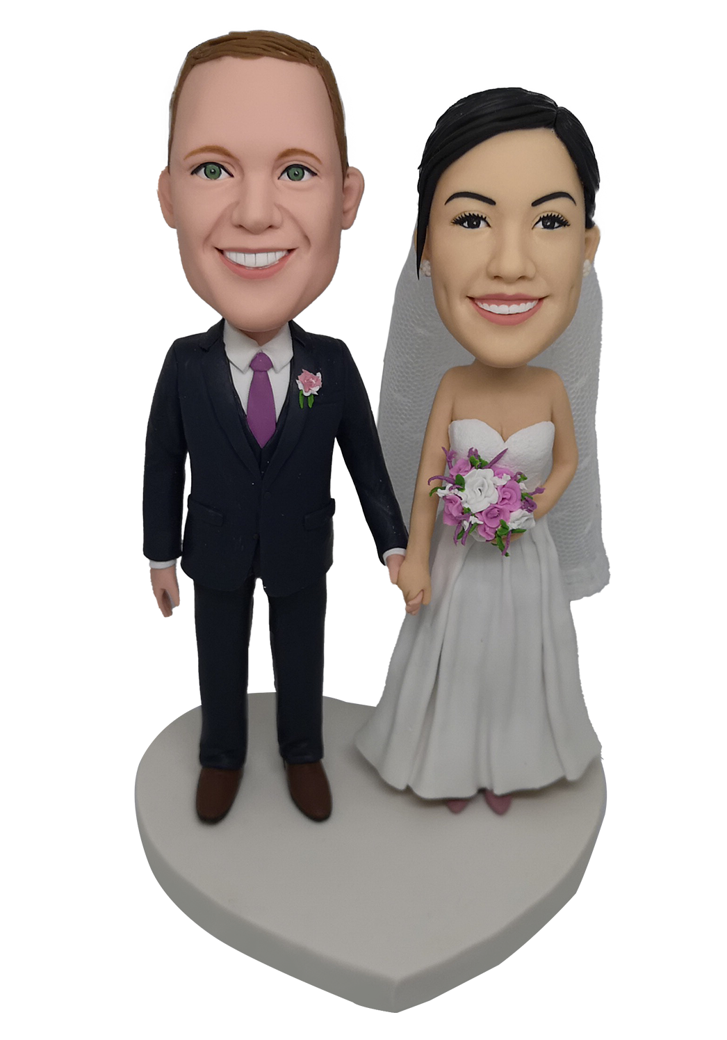 Purple Tie Wedding Bobbleheads
