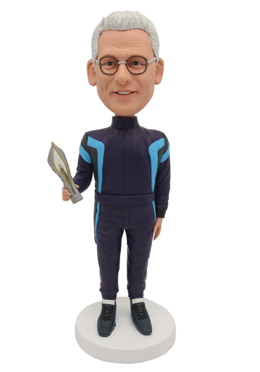 Racer with Trophy Custom Bobble Head