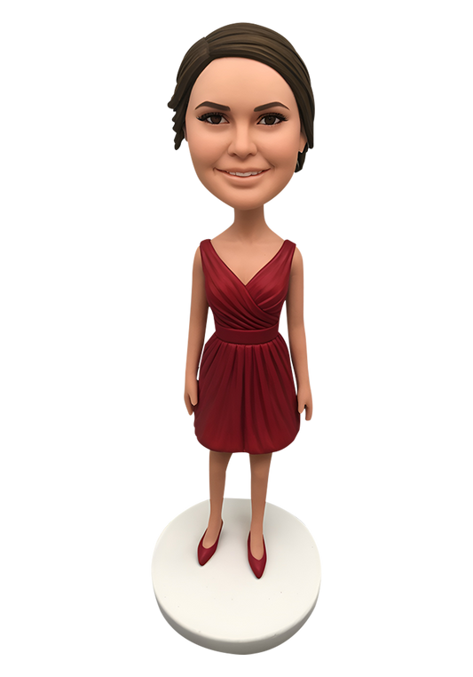 Red Dress Bridesmaid Custom Bobblehead-
