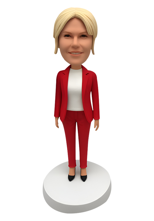 Red Suit Woman Custom Bobblehead