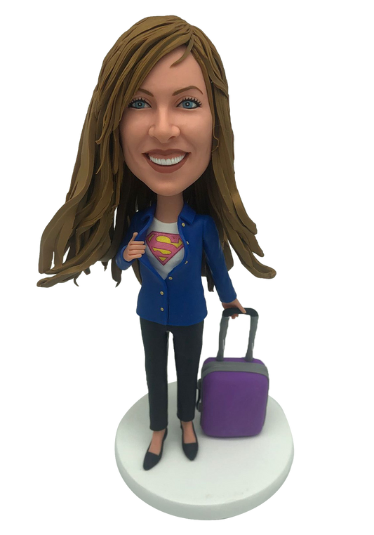 Traveling Girl Custom Bobblehead