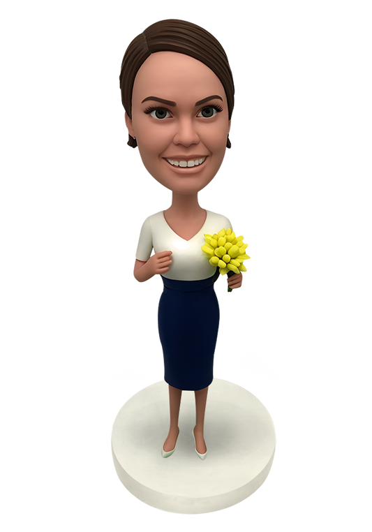 White Dress Bridesmaid Custom Bobblehead-7