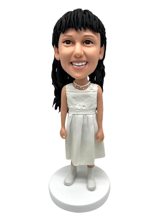 White Dress Girl Custom Bobblehead-10
