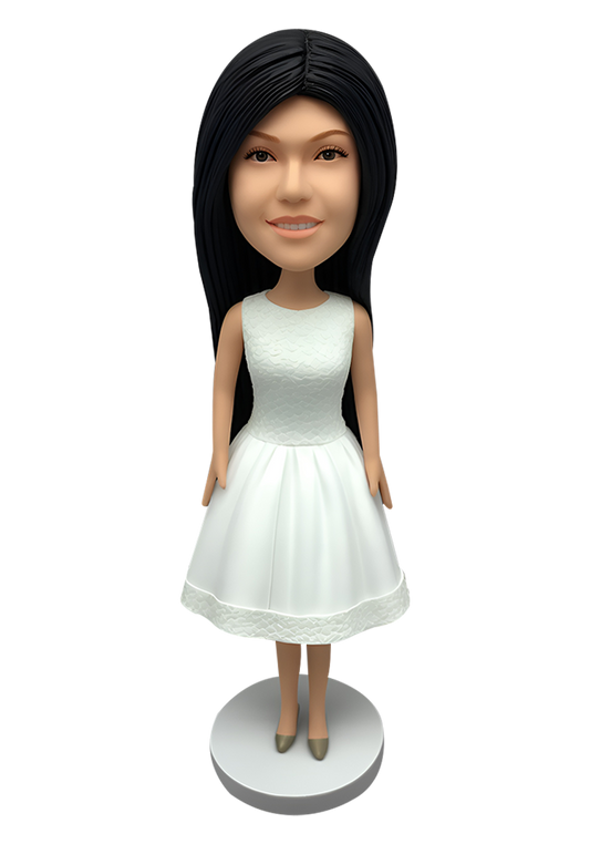 White Dress Girl Custom Bobblehead