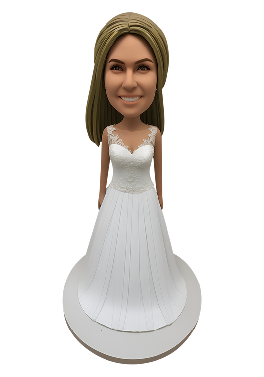 White Evening Dress Custom Bobblehead-2