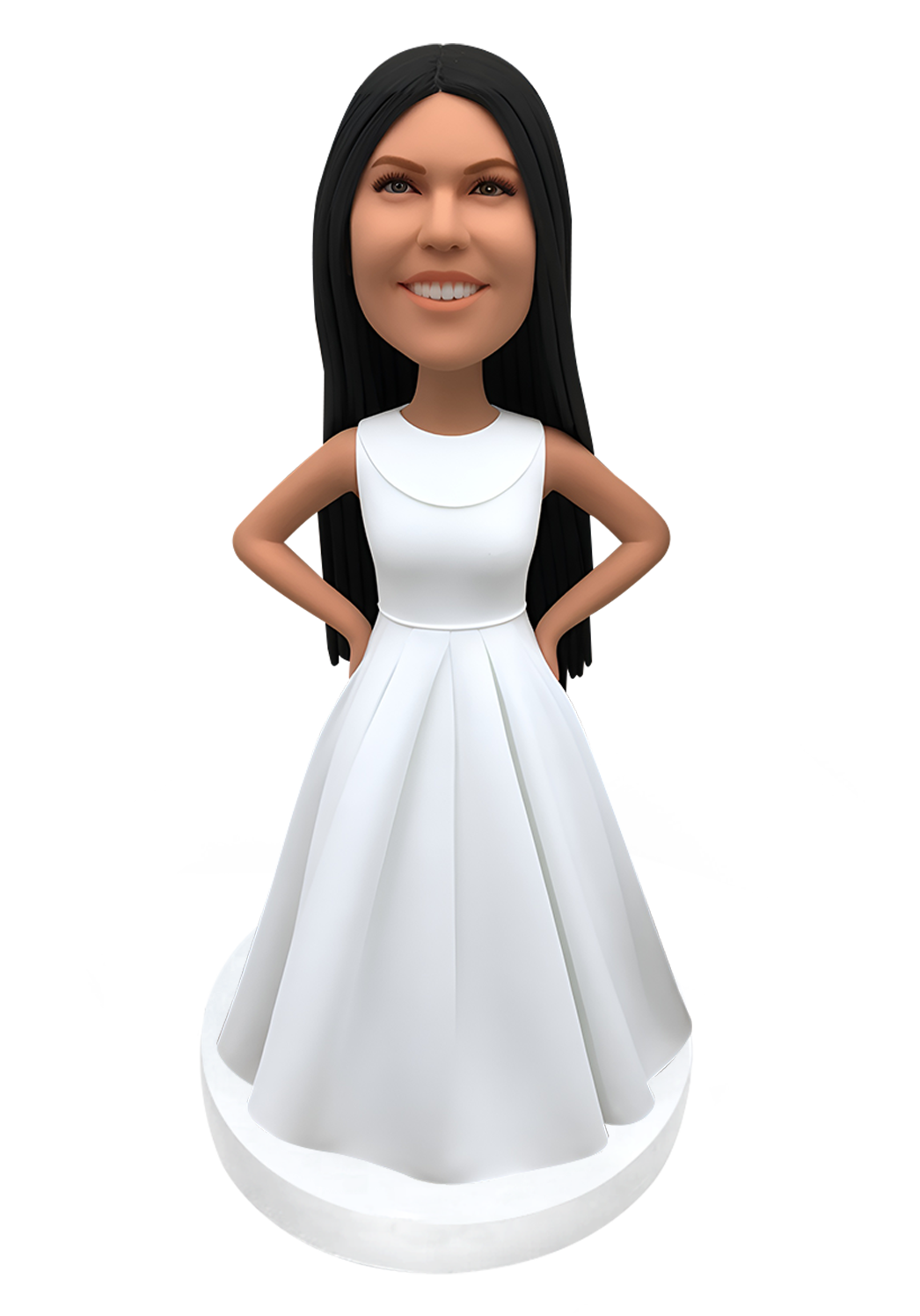 White Evening Dress Custom Bobblehead-7