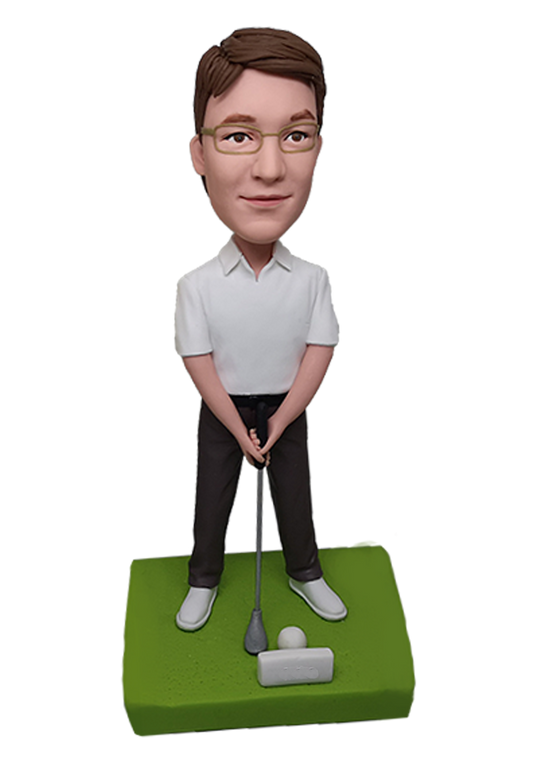 White Polo Golfer Custom Bobblehead