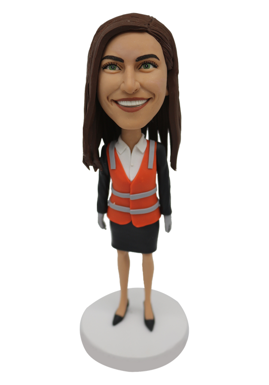 Woman in Safty Vest Custom Bobblehead
